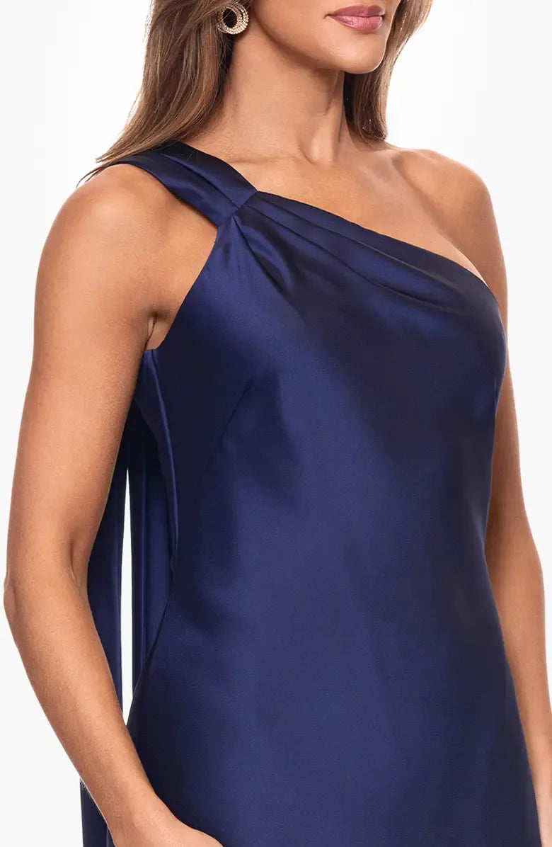 Simple Column One-Shoulder Sleeveless Satin Floor-Length Prom Dress